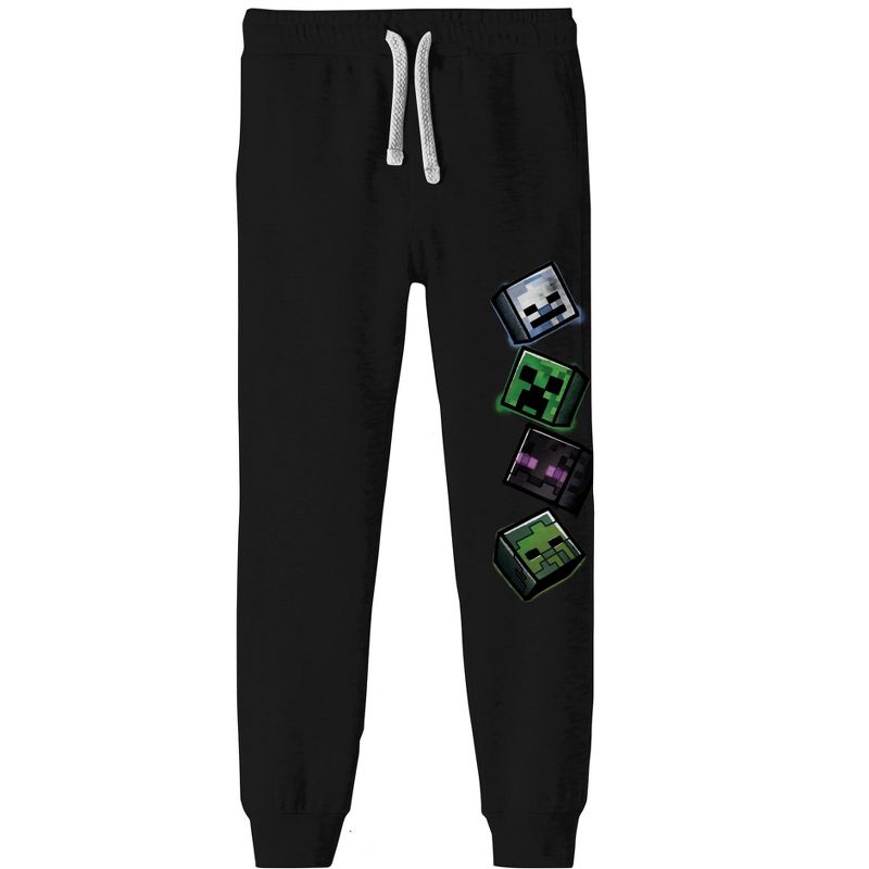 Minecraft Mob Heads Youth Black Sweatpants, 1 of 2