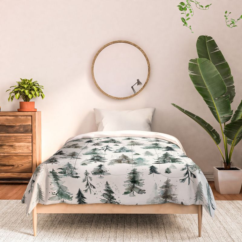 Ninola Design Winter Snow Trees Forest Neutral Comforter + Pillow Sham(s) - Deny Designs, 3 of 4