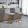 Set of 2 360° Velvet Swivel Adjustable Counter Height Bar Stools with Back and Footrest - 2 of 4