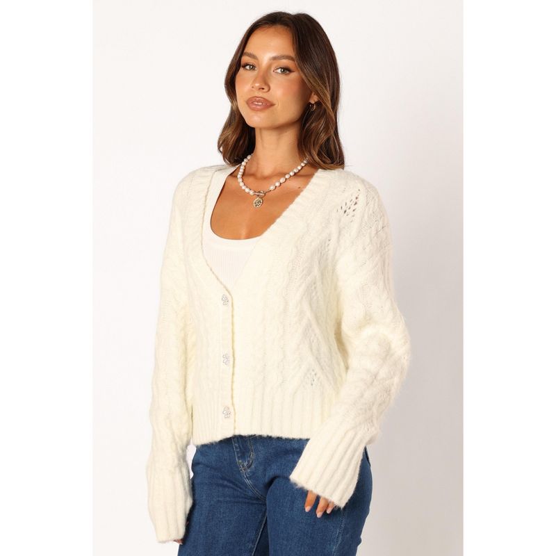 Petal and Pup Womens Alessandra Crystal Button Cardigan, 2 of 7