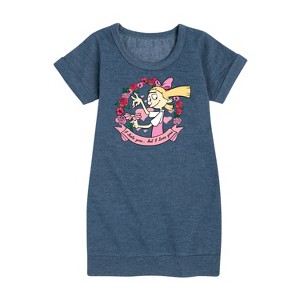 - Hey Arnold! - Valentine's I Love You Graphic Short Sleeve Fleece Dress - 1 of 4