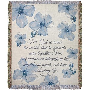 Manual Woodworks and Weavers John 3:16 Tapestry Throw – Inspirational Scripture Blanket for Faith-Based Living Spaces - 1 of 3