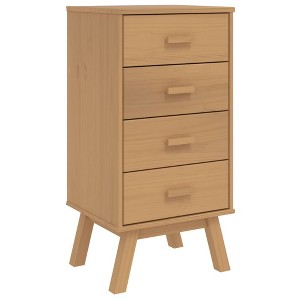vidaXL Bedside Cabinet Solid Pine Wood and Engineered Wood, Medium, 4 Drawers, Bedroom Storage - 1 of 4