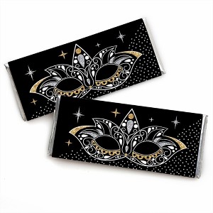 Big Dot of Happiness Masquerade - Candy Bar Wrapper Carnival Mask Party Favors - Set of 24 - 1 of 4