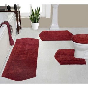 Waterford Collection Tufted Bath Rug, Extra Soft and Absorbent, Non-Slip Bath Mats, Machine Washable bath rugs for Bathroom, 4 Piece Set, Red - 1 of 4