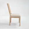 Gulches Set of 2 French Country Dining Chairs, Beige Cotton Linen Upholstery with Natural Rattan Square Back, Carved Solid Wood Frame - 3 of 4