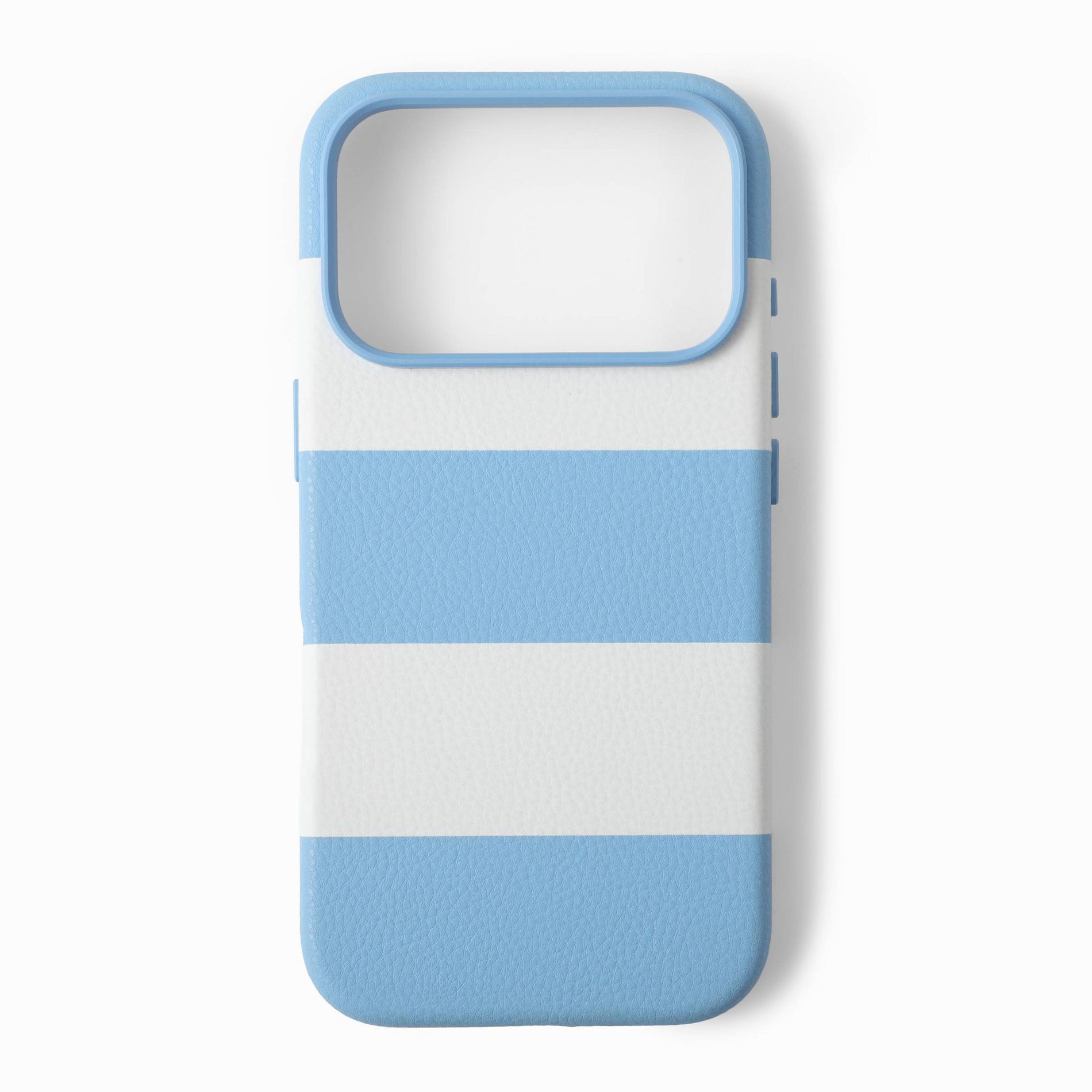 Hello Lux Light Blue Cabana Stripe Pebble PU iPhone Case - 17 Pro