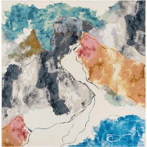 Unique Loom Outdoor Modern Watercolor Area Rug - 1 of 4