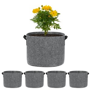 Unique Bargains Thickened Fabric Durable Handles Multipurpose Good Drainage Plant Grow Bags 5 Pcs - 1 of 4