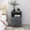 vidaXL Bedside Cabinet HAMAR Dark Gray 15.7"x13.8"x24.4" Solid Wood Pine - 2 of 4