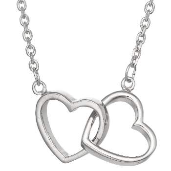 Tiara Sterling Silver Interlocking Double Heart Chain Necklace