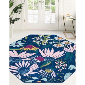 Unique Loom Bloom Daisy Floral Indoor Woven Area Rug - 1 of 4