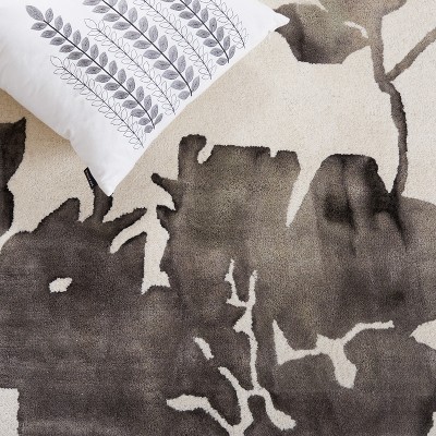 Ivory Charcoal Wool 6' x 9' Hand-Tufted Rectangular Area Rug