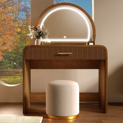39" Makeup Vanity Table with Removable Lighted Touch Screen Mirror, Modern Vanity Desk with Drawer for Bedroom-The Pop Home