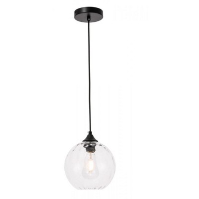 Elegant Lighting Cashel 1 light Black and Clear glass pendant
