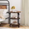 Homhougo Round End Table, Small Side Table with 3 Shelves for Living Room, Bedroom, Night Stand Accent Coffee Table with Steel Frame, Brown - 3 of 4