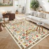 Washable Farmhouse Floral Print Living Room Rugs, Soft Butterfly Print Ultra Thin Bedroom Carpet, Non Slip Textured Dining Room Rugs - 2 of 4