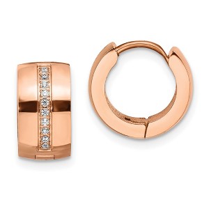 Chisel Stainless Steel Polished Rose IP-plated with Preciosa Crystal Hinged Hoop Earrings - 1 of 4