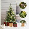 LuxenHome 3.9Ft Pre-Lit Artificial Pine Christmas Tree, Green Branches with Lights in Square Pot - 2 of 4