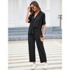 Womens Two Piece Plisse Set Button Down Co-ords Sets Summer Textured Top and Pants Casual Lounge Set - 2 of 4
