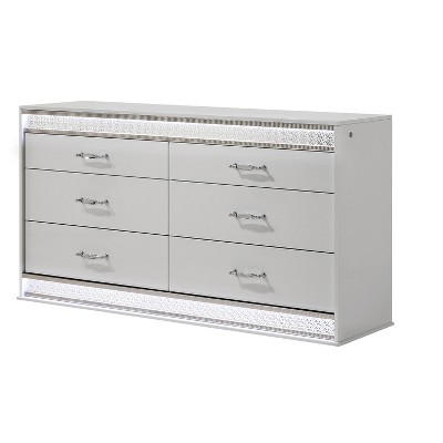 Glam Modern Style 6- Drawer Dresser Made with Wood in White (INCLUDES DRESSER ONLY) same asG150108642 (B is NJ inventory, G is CA inventory,)