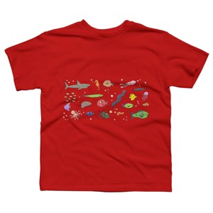 Boy's Design By Humans Funny sea creatures cartoon illustration By thefrogfactory T-Shirt - 1 of 3