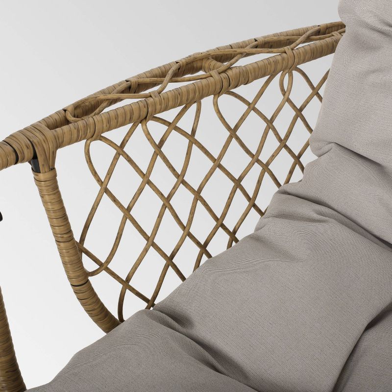 Malia Outdoor Wicker Hanging Chair (Stand Not Included)  Brown/Beige - Christopher Knight Home, 4 of 8