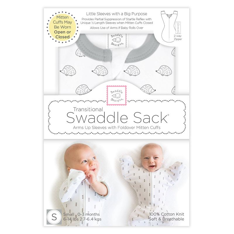 SwaddleDesigns Transitional Swaddle Sack Wearable Blanket - White - S - 0-3 Months, 3 of 9