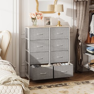 Tall 8-Drawer Fabric Dresser, Storage Tower with Fabric Bins, Double Chest of Drawers Organizer, - 1 of 4