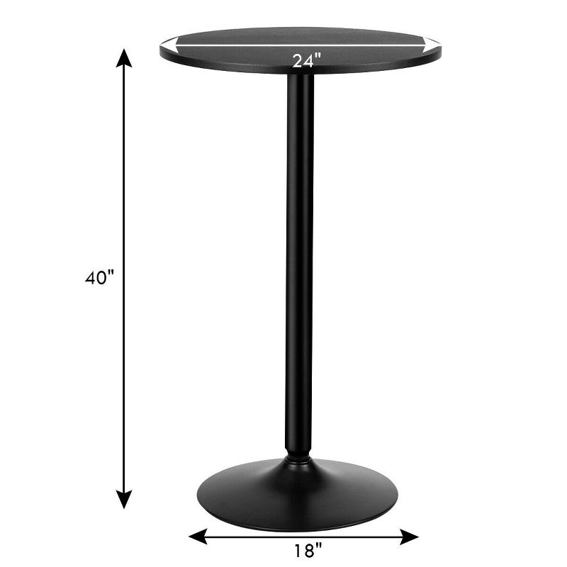 Costway 24" Round Pub Table Bistro Bar Height Cocktail Table W/Metal Base Indoor Black, 2 of 11