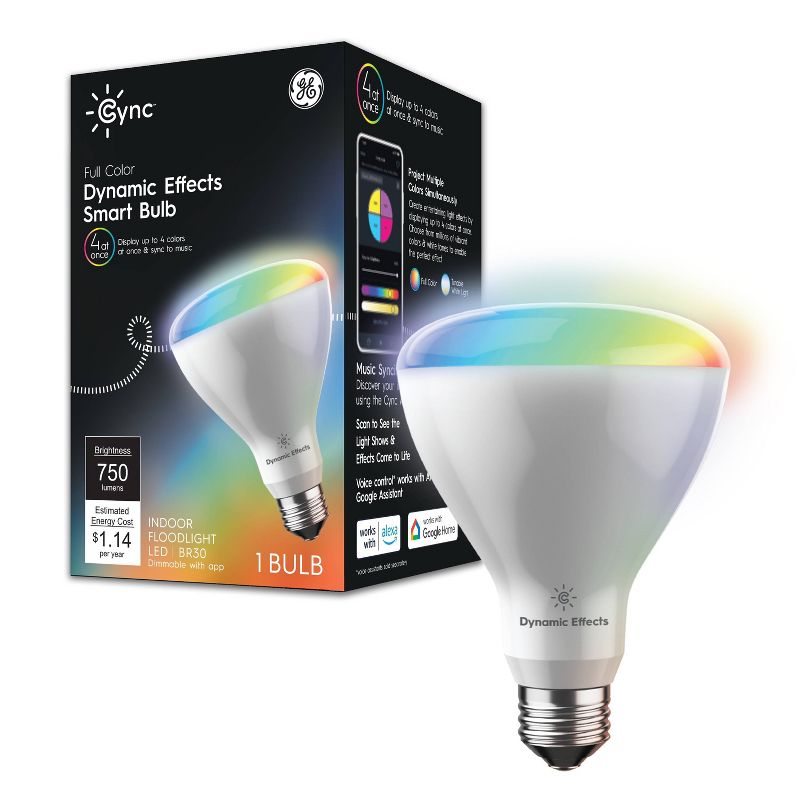 GE Cync Dynamic Effect BR30 Light Bulb, 1 of 8