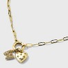 14K Gold Dipped Cubic Zirconia Puffy Heart Charm Initial Necklace - A New Day™ Gold - 4 of 4
