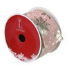 Northlight Pink and Silver Snowflake Christmas Wired Craft Ribbon 2.5" x 16 Yards - 3 of 3