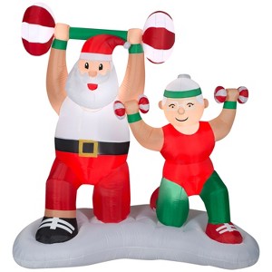 Gemmy Christmas Inflatable Santa and Mrs. Claus Workout Scene, 6.5 ft Tall, Multi - 1 of 3