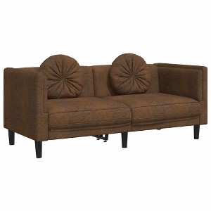 vidaXL 2-Seater Faux Suede Loveseat - Brown, Modern Couch with Cushions, Compact Sofa for Living Room, 68.3" x 30.3" x 27.6" - 1 of 4