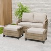 Outdoor Rattan Furniture Set Patio Seating Set Patio Loveseat with Ottoman - 2 of 4