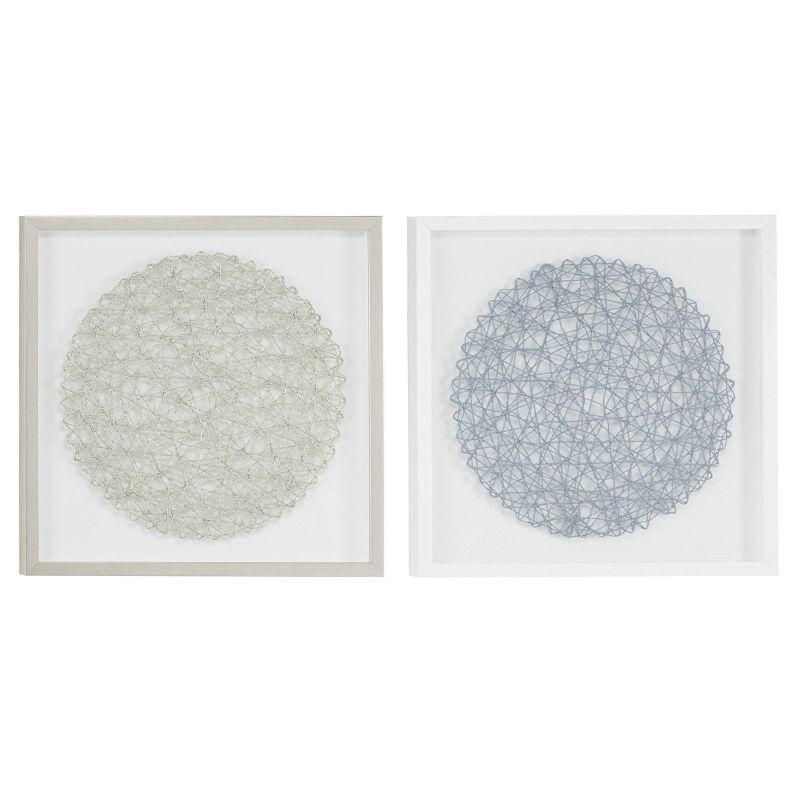 (Set of 2) 20&#34; Square Abstract String Art Shadow Box Wall Decor Silver/Gray - Olivia &#38; May, 1 of 5