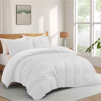 Peace Nest Microfiber Clipped Duvet Cover Set with Stripe Pattern
