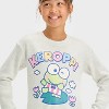 Girls' Sanrio Keroppi Dreamy Fleece Crew Neck Pullover Sweatshirt - Oatmeal - 2 of 4