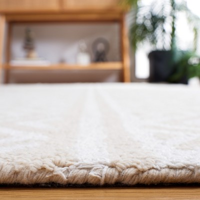 Ivory Beige Hand-Tufted Wool Viscose Rectangular Area Rug