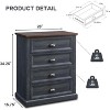 SinCiDo Farmhouse Dresser with 4 Drawer, 28" Wide Vertical Dresser, Wood Rustic Chest of Drawers Organizer Closet, for Living Room, Dark Gray - 2 of 4