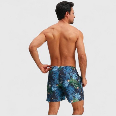 Мужские брюки Anna-Kaci Swim Anna-Kaci Men's Tropical Leaf Print Swim Trunks with Adjustable Drawstring and Side Pockets - X Large, Green — фото 6