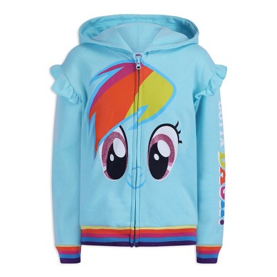 My Little Pony Girl's Zip Up Fashion Hoodie with 3D Ears and Mane For Toddlers