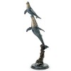 SPI Home Double Whale on Wave Brass Sculpture – Coastal Ocean-Inspired Art, 34" Tall Statement Piece - 2 of 4