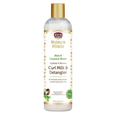 African Pride Hair Moisture Miracle Aloe and Coconut Water Hydrate, Renew Curl Milk and Detangler - 12 fl oz
