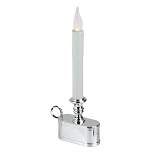 Brite Star 11" LED Christmas Candle Lamp with Toned Base - White/Silver