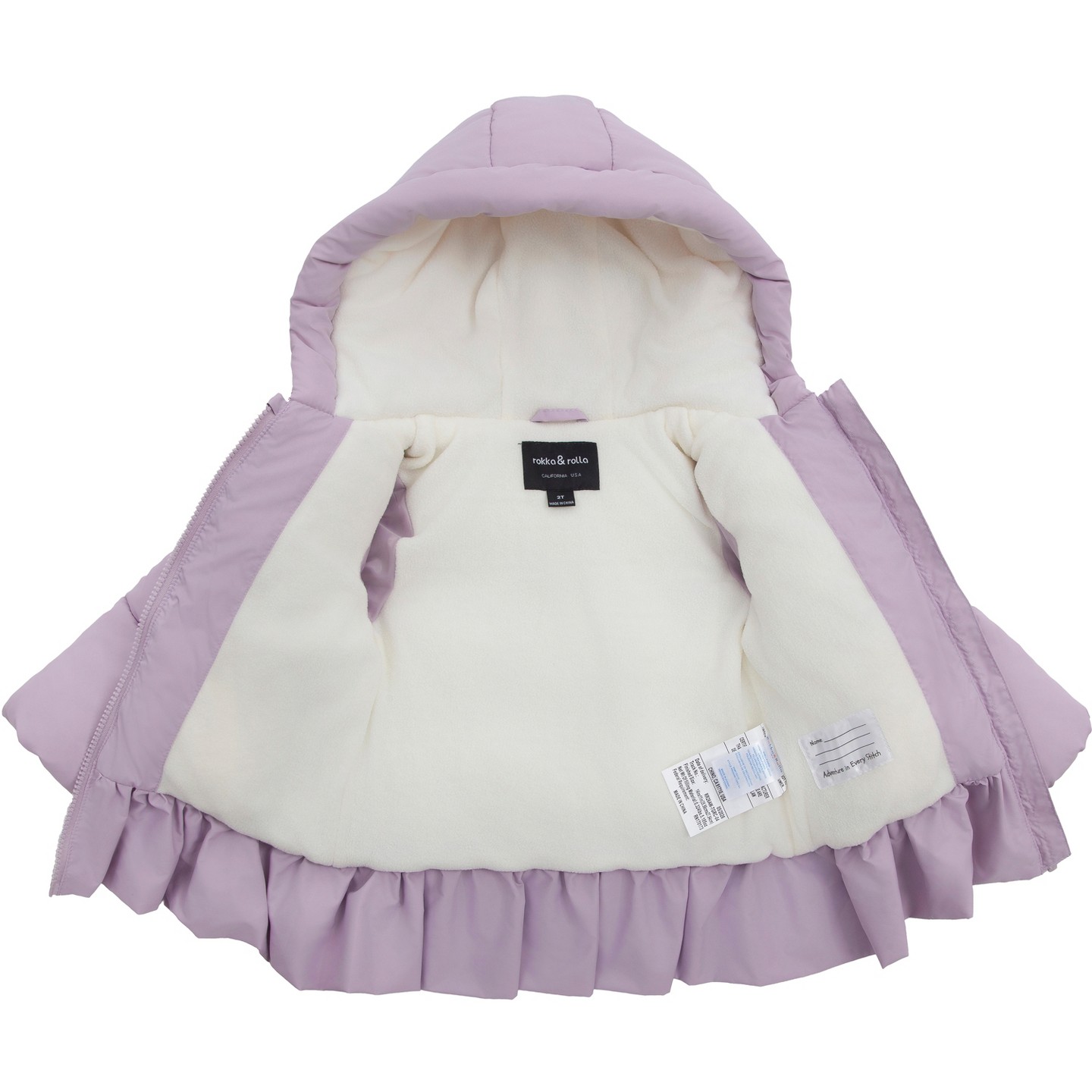 Куртка Rokka&Rolla Ruffle Winter Coat Fleece Lined Kids Jacket-Purple для девочек-малышей, цвет: Фиолетовый — фото 5