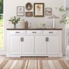 63" MDF Fluted Sideboard Buffet Cabinet with 4 Doors, 3 Drawers and Adjustable Shelves for Kitchen, Living Room, Dining Room - 2 of 4