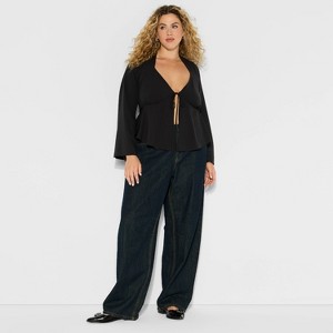Women's Bell Long Sleeve Sweatheart Flyaway Blouse - Wild Fable™ - 1 of 3