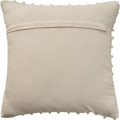 Ivory Embroidered Square Cotton-Polyester Throw Pillow 18"